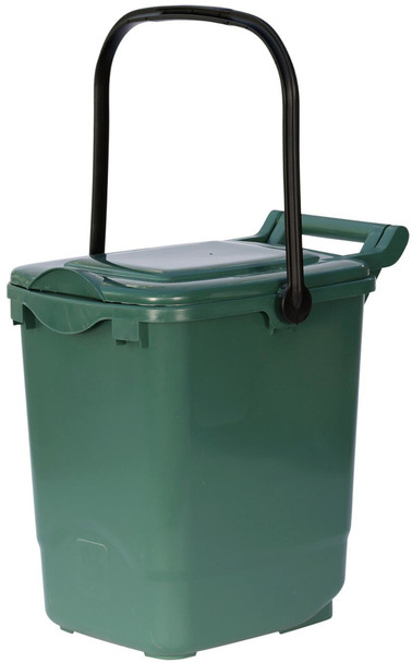 40887 - Kerbside Compost Caddy - 23 Ltr - Green - Handle Raised and Lid Closed