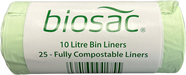 Biosac Compostable Bin & Caddy Liner - 10 Ltr - Roll of 25