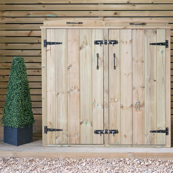 Chatburn Double Wheelie Bin Store Situated on Wooden Decking