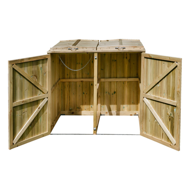 Shireburn Double Wheelie Bin Store - Empty with Both Doors Open