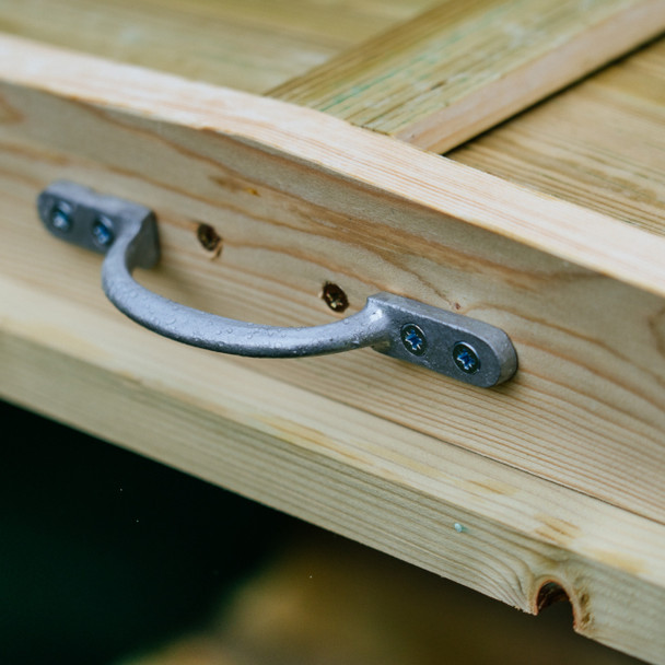 Close-Up of Galvanised Handle for Store Lid