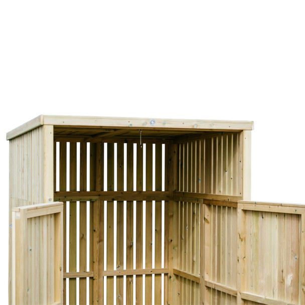 Whalley Commercial Wheelie Bin Store with Roof - 660 Ltr & 1100 Ltr - Close-Up of Roof with Doors Open