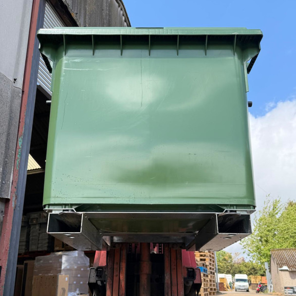 Static Forklift Waste & Recycling Bin - 660L - Raised on Forklift Face-On