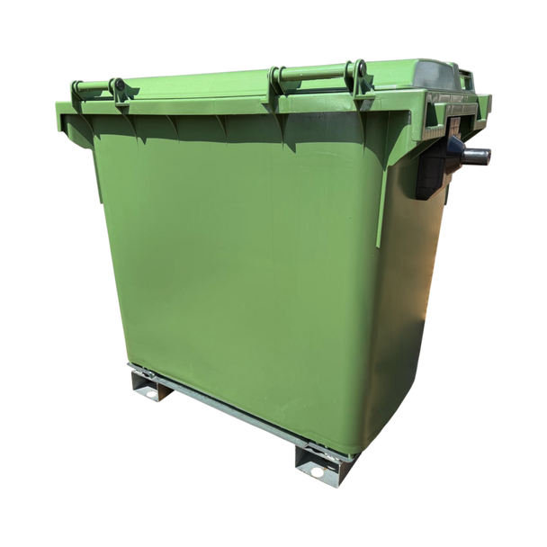 Static Forklift Waste & Recycling Bin - 660 Ltr - Green - Rear View