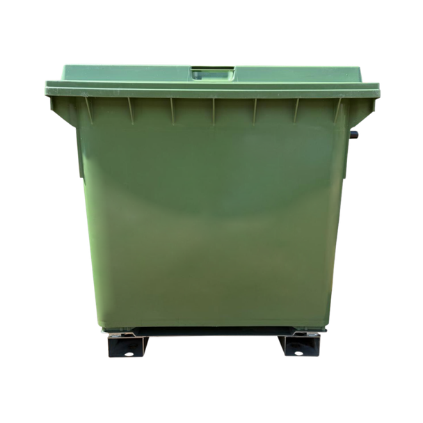 Static Forklift Waste & Recycling Bin 660L - Green - Front View