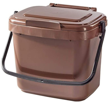 Kitchen Food Waste Caddy - 5 Ltr - Brown - Wheelie Bin Warehouse