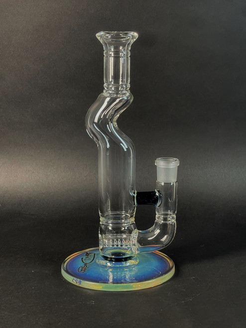 11.5" Blue Stardust DownGrid Stemline with Fumed Base 18mm MADE TO ORDER