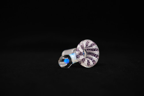 Latticino White & Purple 4 Hole Slide With Large Blue Opal Sphere 18mm