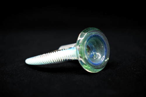 Green Crushed Opal 4 Hole Slide With XL Lip And Spiral Blue Horn