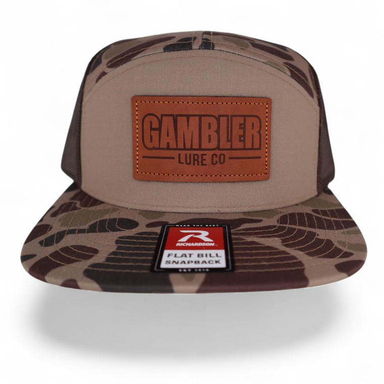 Ricahrdson Flat Bill Duck Camo Brown Leather Patch