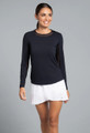 Ibkul Long Sleeve Crew Neck with Mesh in Black 
