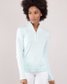 Claudia Nicole Cotton Cashmere Tee Time Half Zip Pullover in  Opal