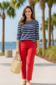 Krazy Larry  Pull-On Ankle Pants in Red | Island Pursuit | Free shipping over $100