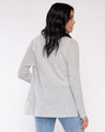 Back View of Side View of Claudia Nicole 100% Cashmere Cozy Rib Raglan Duster in Ash