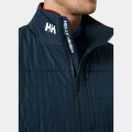Close up of collar on the Helly Hansen navy unisex crew insulator vest in Ebony