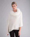 Alashan Cashmere Windchill Fox Trim Cashmere Topper in Snow