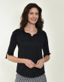  3/4 Sleeve Ruffle Top - Black