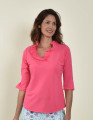 Southwind Apparel UPF 50 3/4 Sleeve Ruffle Top in Flamingo