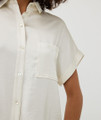 Esqualo Women's Blouse Short Sleeves Pocket Satin