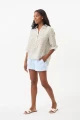 HIHO Women's Shade 4 Button Placket Long Sleeve Top