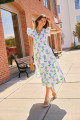 Sail to Sable's Hydrangea Block Print V-Neck Smocked Midi Dress