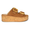 Jelavu's Corkie Cognac Platform Slip-On Sandals