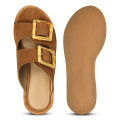 Jelavu's Corkie Cognac Platform Slip-On Sandals