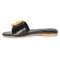 Jelavu's  Amsterdam Flat Black Slip-On Sandal