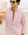 Kenny Flower Men's The Rose Blusher Long Sleeve Pink Linen Shirt