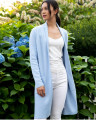 Side View of Alashan Cashmere Cotton Cashmere Sarah Shawl Collar Jacket in Weekend Blue 