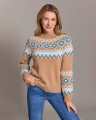 Alashan Cashmere Women's 100% Merino Vail Fair Isle Mock Neck w Angora