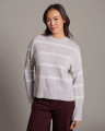 Alashan Cashmere Women's 100% Cashmere Elle Lurex & Angora Stripe Crew Sweater