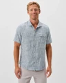 Johnnie-O Ennis Indigo Dyed Stripe Short Sleeve Button Down Shirt