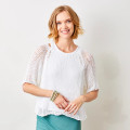Suzy D London's Jacky Cotton Crochet Knit Sweater