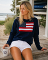 Pearl and Camo Carolyn Classic American Flag Navy Sweater