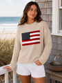 Pearl and Camo Carolyn Classic American Flag Oatmeal Sweater