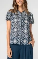 Liverpool Los Angeles Flutter Sleeve Button Front Knit Top
