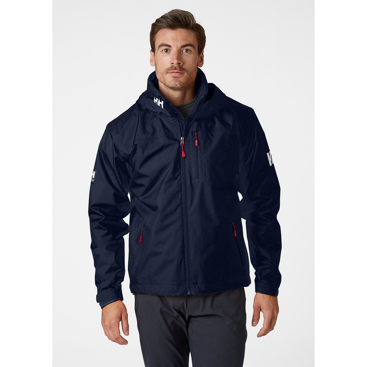 Helly Hansen Men's Crew Hooded Waterproof Windproof Breathable Rain Coat  Jacket, 597 Navy, Small at  Men's Clothing store