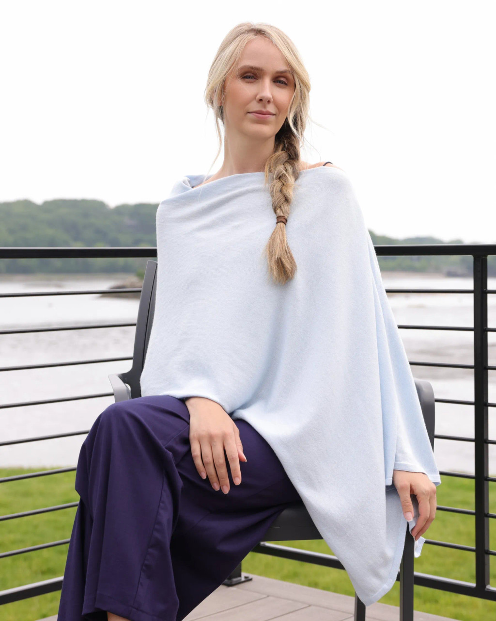 Cotton Cashmere Blend Topper Poncho