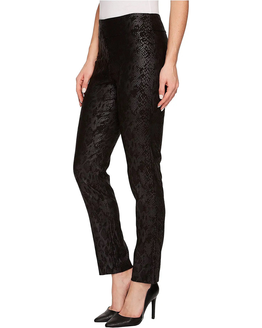 Pull-On Ankle Pants - Black Python