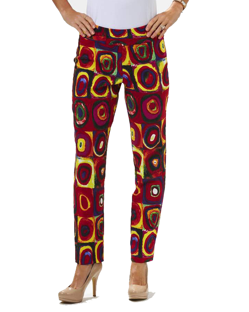 Pull-On Ankle Pants - Multi Squares