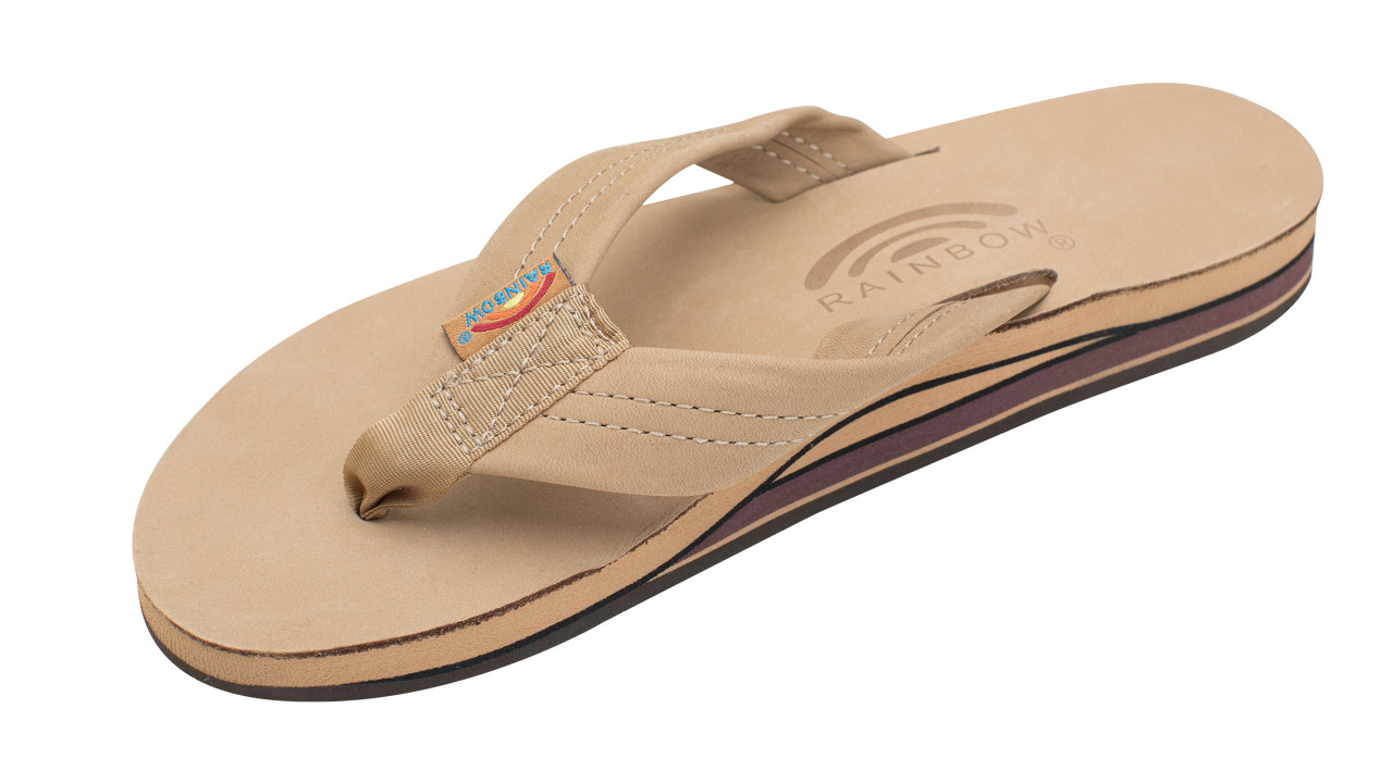 men's rainbow leather flip flops