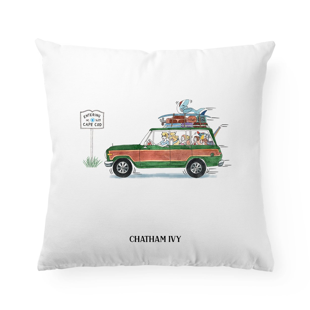 cape cod embroidered pillow