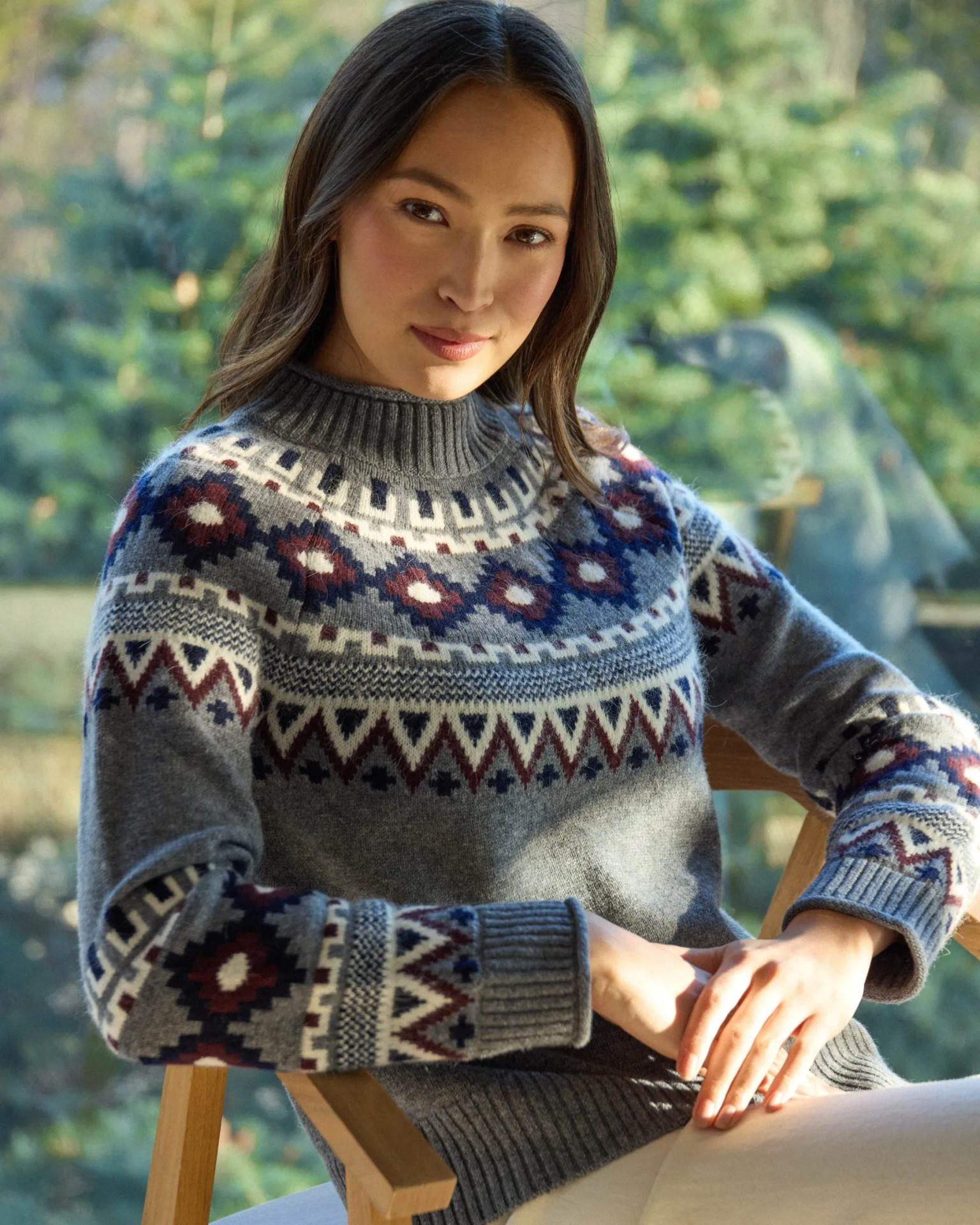 Alashan Cashmere Women's 100% Merino Vail Fair Isle Mock Neck w