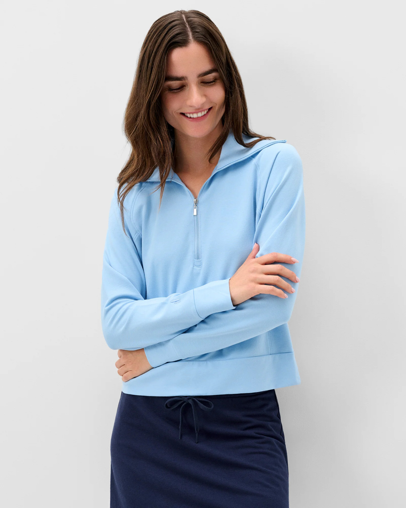 IGNIO スキーウェア レディース サックスブルー Johnnie-O Women's Eliza Performance 1/2 Zip Pullover | Island Pursuit