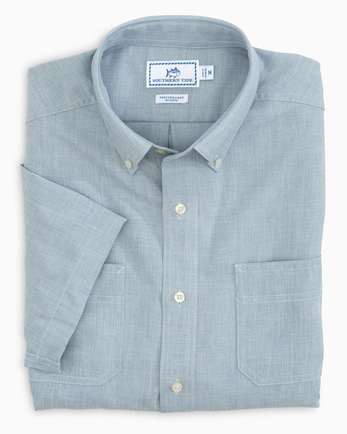 Southern Tide Short Sleeve Dock Shirt in Seagull Grey