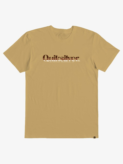 Quiksilver Primary Colors Short Sleeve T-Shirt in Nugget Gold with wording  Quiksilver  across the chest 