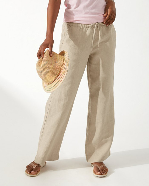 Tommy Bahama Two Palms High-Rise Linen Easy Pants in Natural 