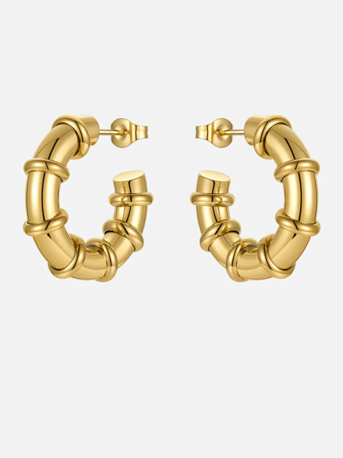 Patra Jordan Complicated Mini Rally Hoop Earrings in Gold 