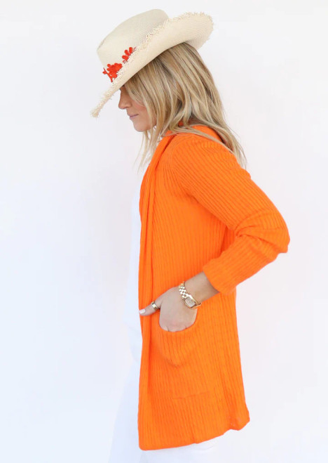 Kyra Lightweight Cable Cardigan - Orange